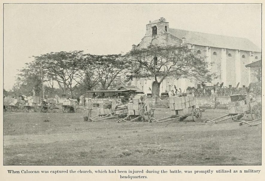 When Caloocan was captured the church, which had been injured during the battle, was promptly utilized as a military headquarters.